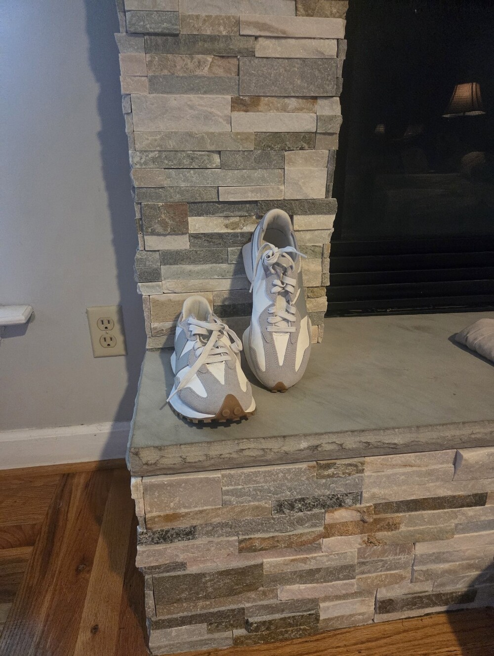 New Balance Gray and White Athletic Sneakers - Picture 2 of 7